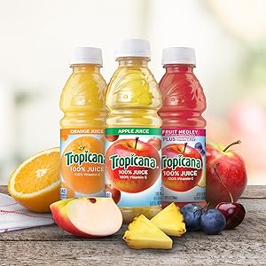Tropicana 100% Juice 3 Flavor Variety Pack, 10 oz, 12 Pack Bottles
