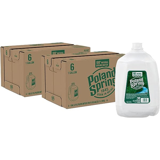 6 - 1 Gallon Bottles - Poland Spring 100% Natutral Spring Water