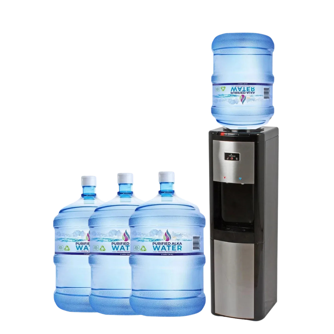 3 Bottles & One New Water Dispenser Hot/Cold