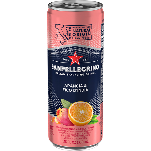 Sanpellegrino Italian Sparkling Drink Arancia and Fico D'India, Sparkling Orange and Prickly Pear Beverage, 24 Pack of 11.5 Fl Oz Cans